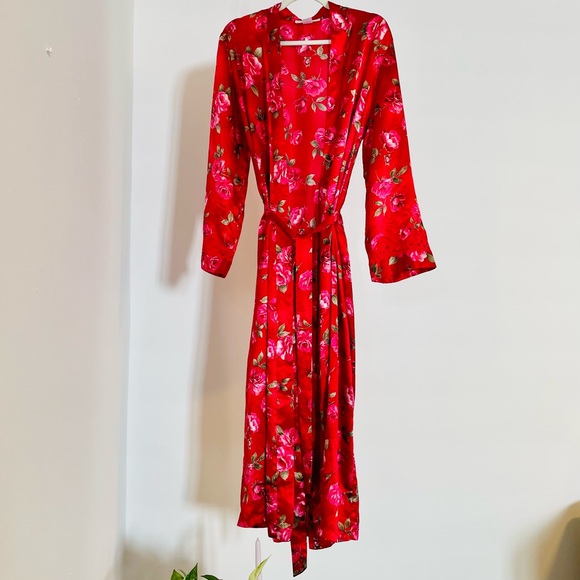 90s Vintage California Dynasty Robe | Red Roses | EUC Size Large - Picture 2 of 12
